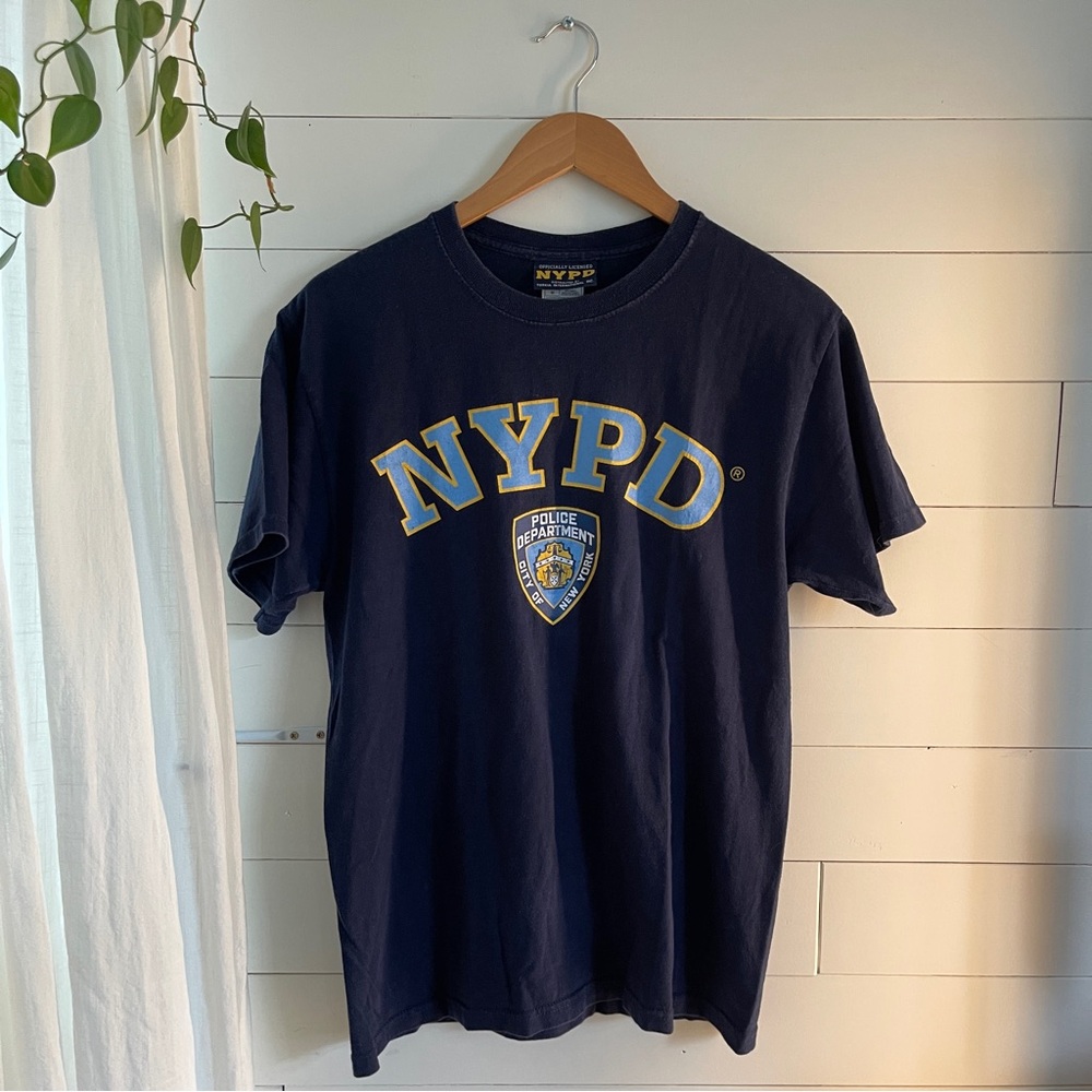 Vintage NYPD Navy Blue Tee with Yellow Logo